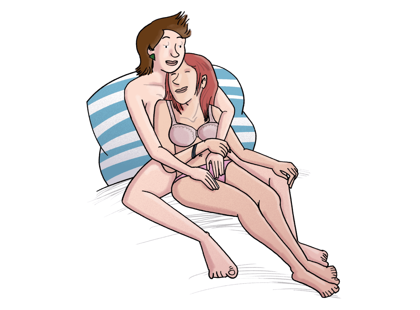 Illustration: Zwei Frauen streicheln sich im Bett.