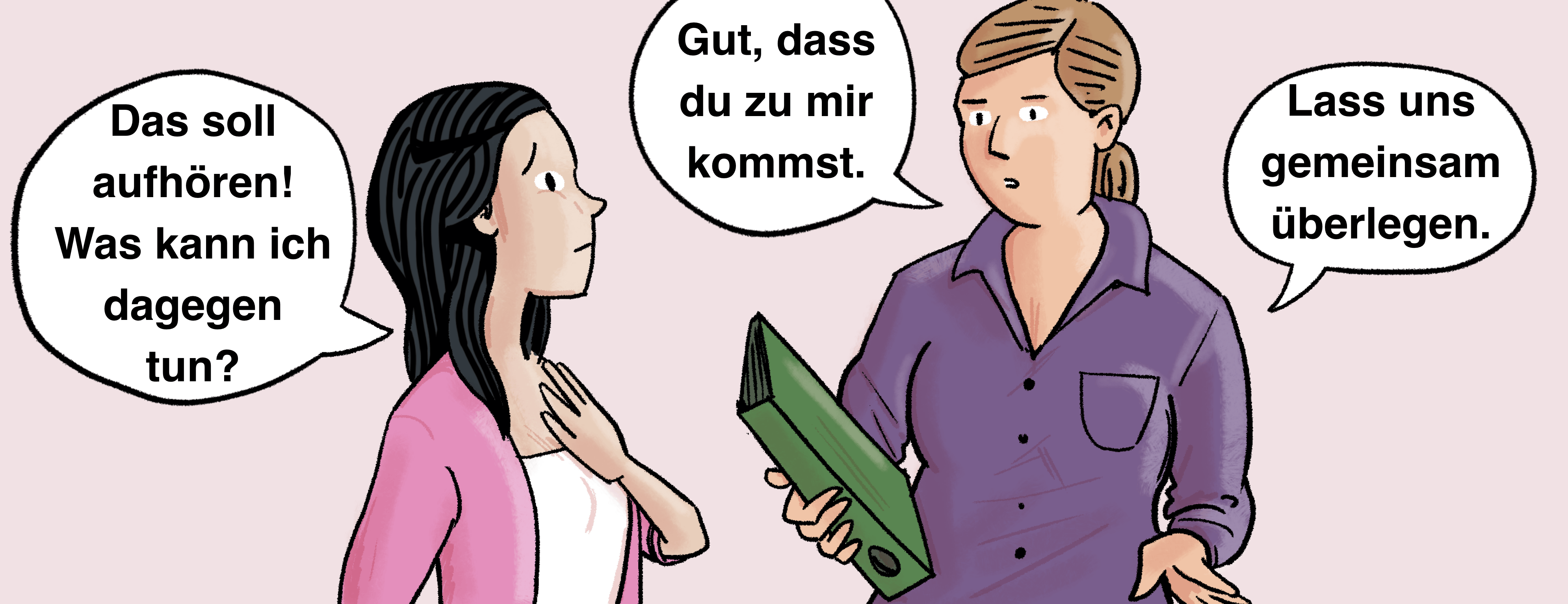 Illustration: Tami spricht mit ihrer Lehrerin.