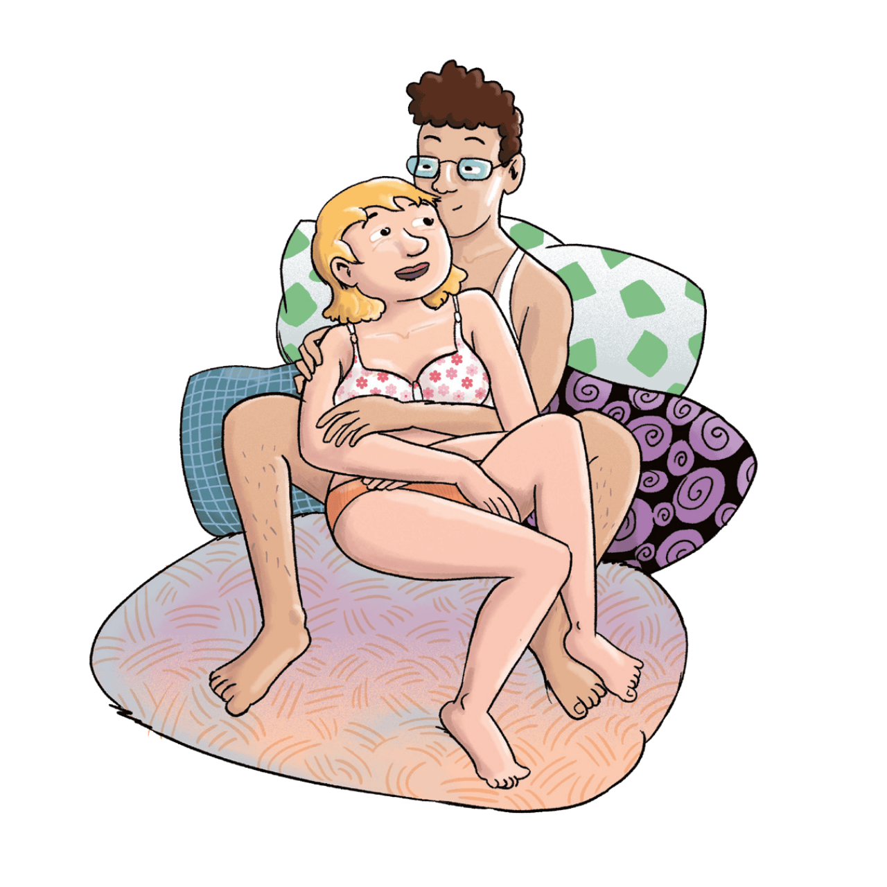 Illustration: Marina und Sven kuscheln