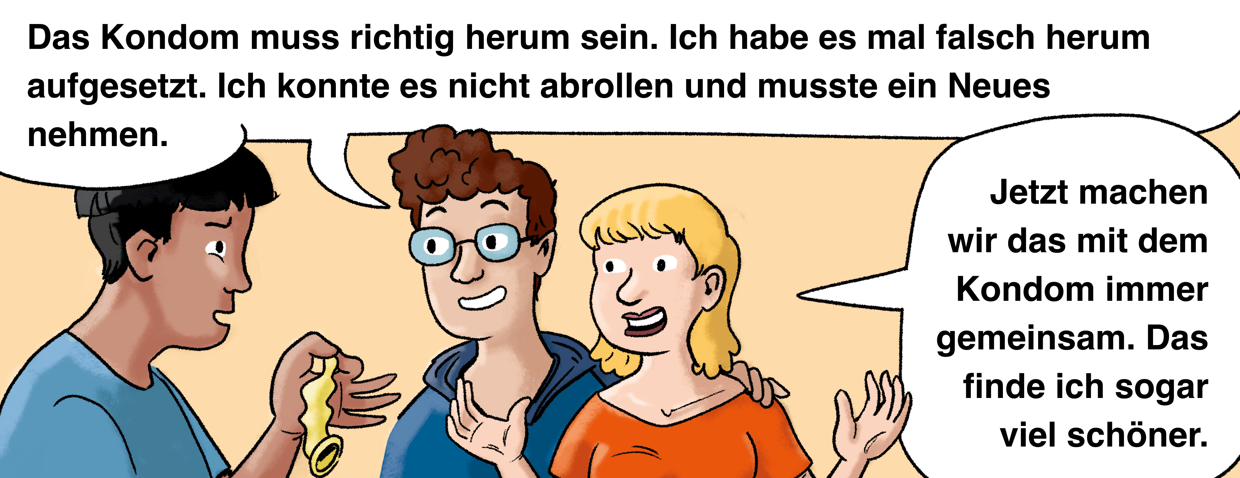 Illustration: Marina und Sven sprechen mit Murat.